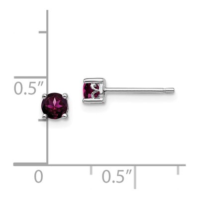 Sterling Silver 4mm Round Rhodolite Garnet Stud Earrings – view 5