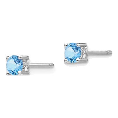 Sterling Silver 4mm Round Aquamarine Stud Earrings – view 3