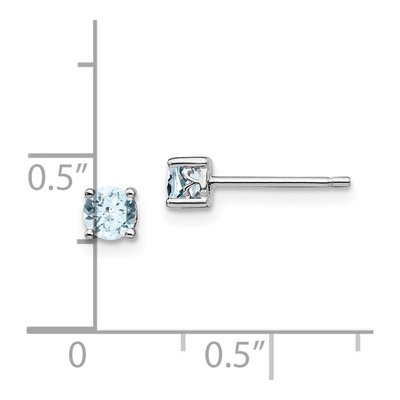 Sterling Silver 4mm Round Aquamarine Stud Earrings – view 5