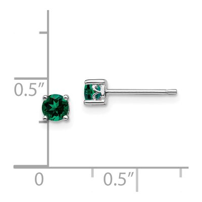Sterling Silver 4mm Round Lab-Created Emerald Stud Earrings – view 5