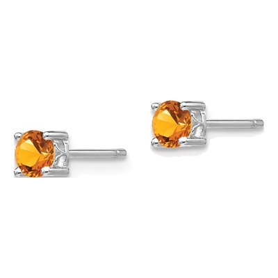 Sterling Silver 4mm Round Citrine Stud Earrings – view 3
