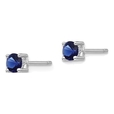 Sterling Silver 4mm Round Lab-Created Sapphire September Birthstone Stud Earrings – view 3
