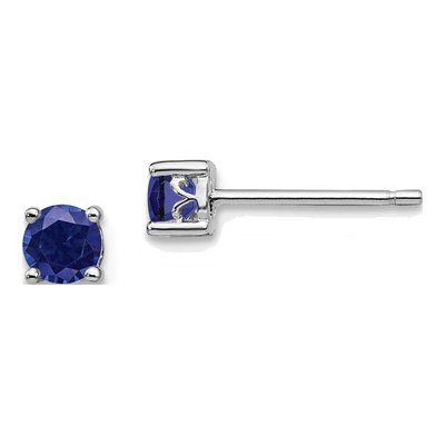 Sterling Silver 4mm Round Lab-Created Sapphire September Birthstone Stud Earrings
