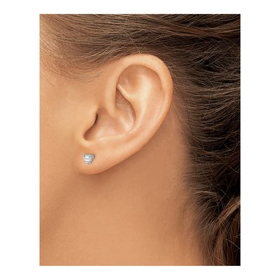 Sterling Silver 4mm White Topaz Heart Stud Earrings – view 4