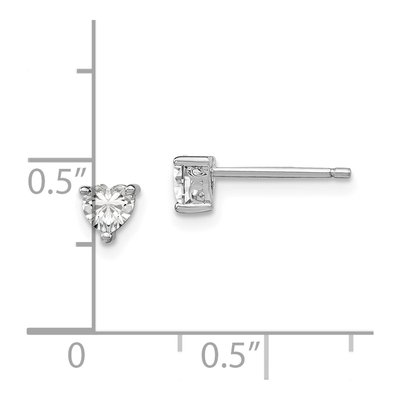 Sterling Silver 4mm White Topaz Heart Stud Earrings – view 5