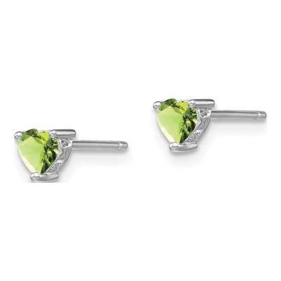 Sterling Silver 4mm Peridot Heart Stud Earrings – view 3