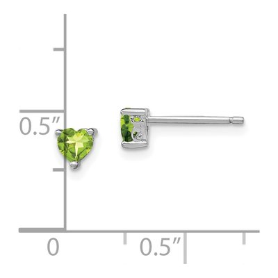 Sterling Silver 4mm Peridot Heart Stud Earrings – view 5