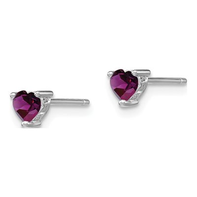 Sterling Silver 4mm Amethyst Heart Stud Earrings – view 3