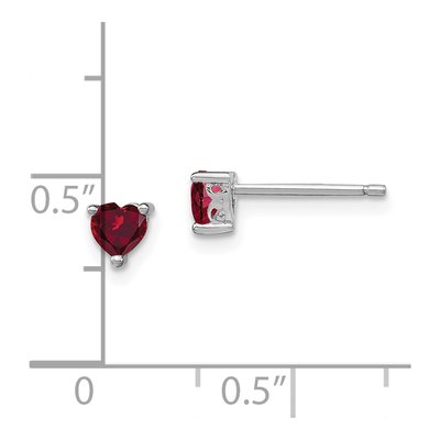 Sterling Silver 4mm Lab-Created Ruby Heart Stud Earrings – view 5