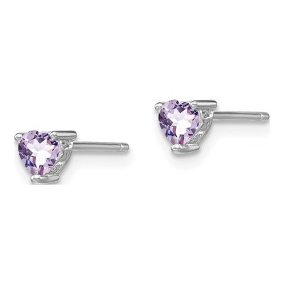 Sterling Silver 4mm Rhodolite Garnet Heart Stud Earrings – view 3