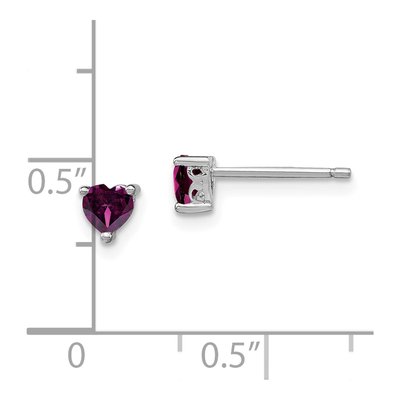 Sterling Silver 4mm Rhodolite Garnet Heart Stud Earrings – view 5