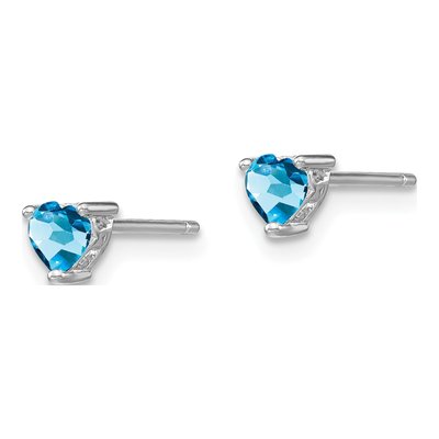 Sterling Silver 4mm Aquamarine Heart Stud Earrings – view 3