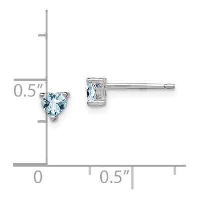Sterling Silver 4mm Aquamarine Heart Stud Earrings – view 5