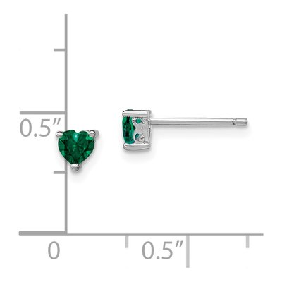 Sterling Silver 4mm Lab-Created Emerald Heart Stud Earrings – view 5