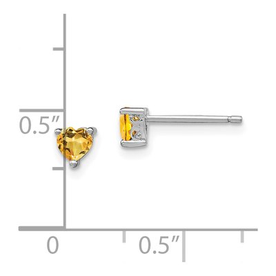 Sterling Silver 4mm Citrine Heart Stud Earrings – view 5