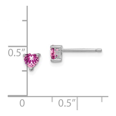 Sterling Silver Lab-Created Pink Sapphire Heart Stud Earrings – view 5