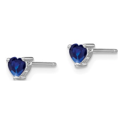 Sterling Silver 4mm Lab-Created Sapphire Heart Stud Earrings – view 3