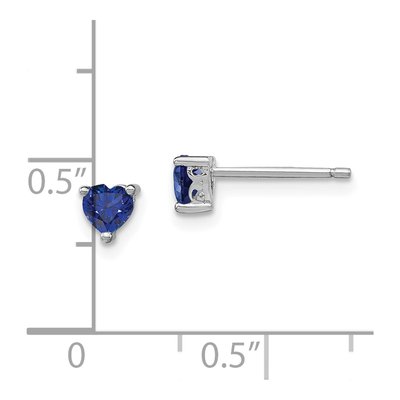 Sterling Silver 4mm Lab-Created Sapphire Heart Stud Earrings – view 5