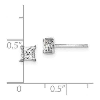 Sterling Silver 4mm White Topaz Princess Stud Earrings – view 4