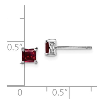 Sterling Silver 4mm Princess Lab-Created Ruby Stud Earrings – view 5