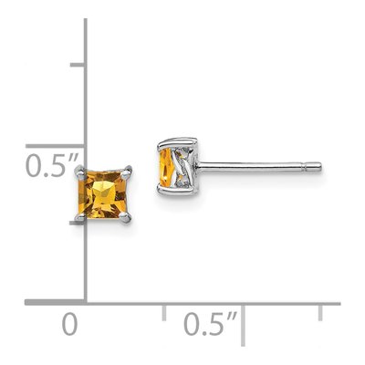 Sterling Silver 4mm Citrine Princess Stud Earrings – view 5