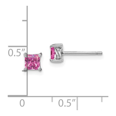 Sterling Silver Lab-Created Pink Sapphire Stud Earrings – view 5