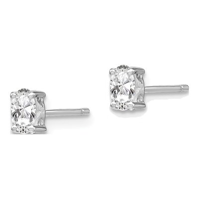 Sterling Silver White Topaz Oval Stud Earrings – view 2