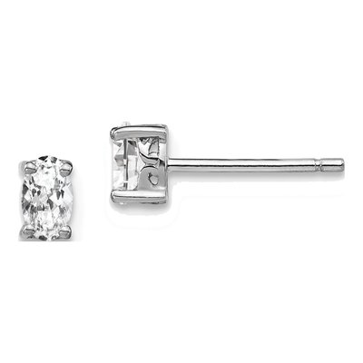 Sterling Silver White Topaz Oval Stud Earrings