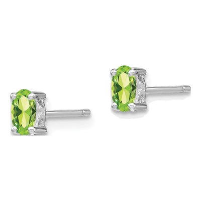 Sterling Silver Peridot Oval Stud Earrings – view 3