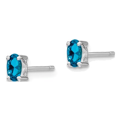 Sterling Silver Swiss Blue Topaz Oval Stud Earrings – view 3