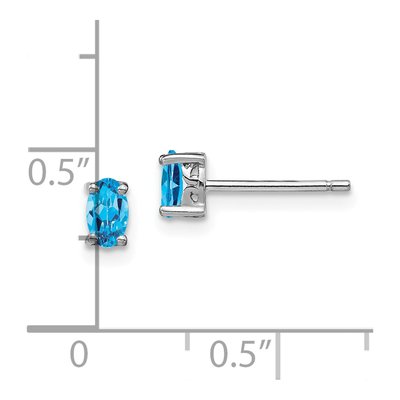 Sterling Silver Swiss Blue Topaz Oval Stud Earrings – view 5