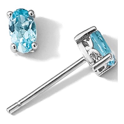 Sterling Silver Swiss Blue Topaz Oval Stud Earrings – view 6