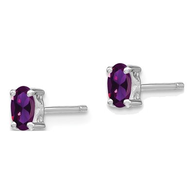 Sterling Silver Amethyst Oval Stud Earrings – view 3