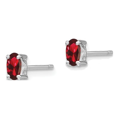 Sterling Silver Oval Garnet Stud Earrings – view 3