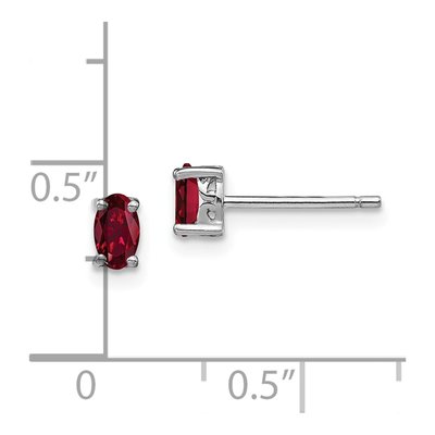 Sterling Silver Lab-Created Ruby Oval Stud Earrings – view 5