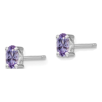Sterling Silver Oval Rhodolite Garnet Stud Earrings – view 3