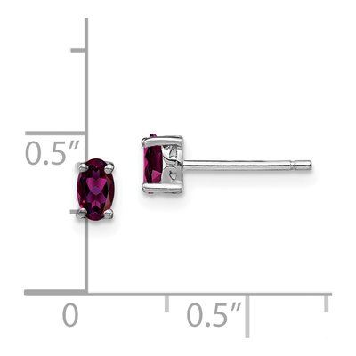 Sterling Silver Oval Rhodolite Garnet Stud Earrings – view 5
