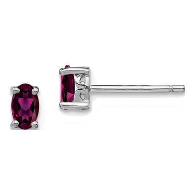 Sterling Silver Oval Rhodolite Garnet Stud Earrings