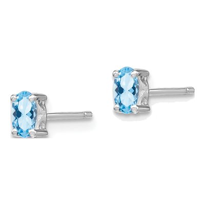 Sterling Silver Oval Aquamarine Stud Earrings – view 3