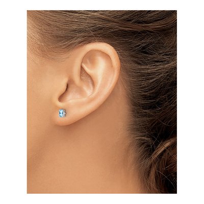 Sterling Silver Oval Aquamarine Stud Earrings – view 4