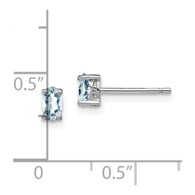 Sterling Silver Oval Aquamarine Stud Earrings – view 5