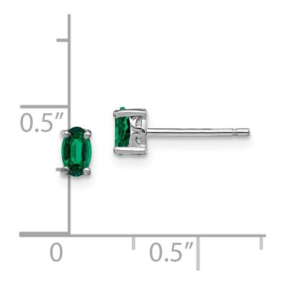 Sterling Silver Lab-Created Emerald Oval Stud Earrings – view 5