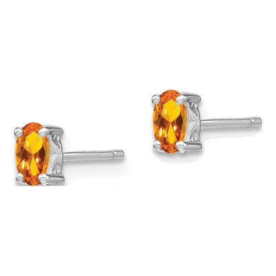 Sterling Silver Citrine Oval Stud Earrings – view 3