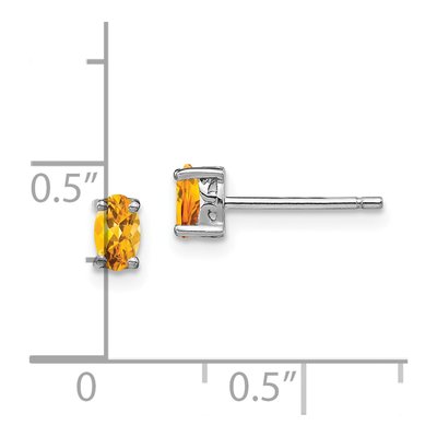 Sterling Silver Citrine Oval Stud Earrings – view 5