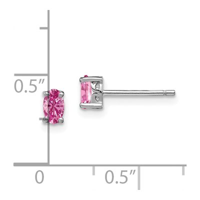 Sterling Silver Lab-Created Pink Sapphire Birthstone Stud Earrings – view 5