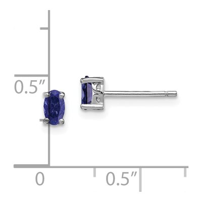 Sterling Silver Oval Lab-Created Sapphire Stud Earrings – view 5