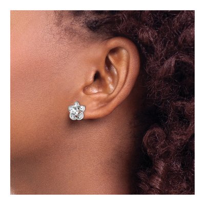 Sterling Silver 5.01mm Round Lab-Created White Topaz Floral Stud Earrings – view 4
