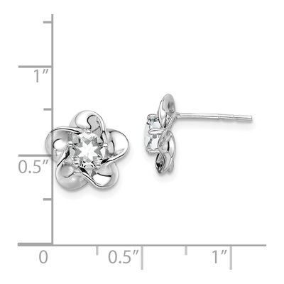 Sterling Silver 5.01mm Round Lab-Created White Topaz Floral Stud Earrings – view 5