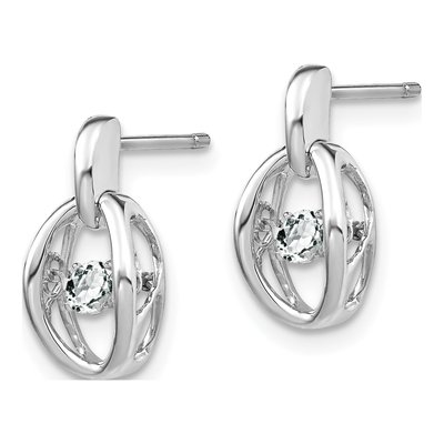 Sterling Silver CZ April Birthstone Dangle Earrings – view 3