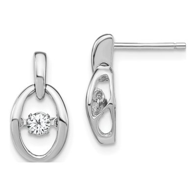 Sterling Silver CZ April Birthstone Dangle Earrings